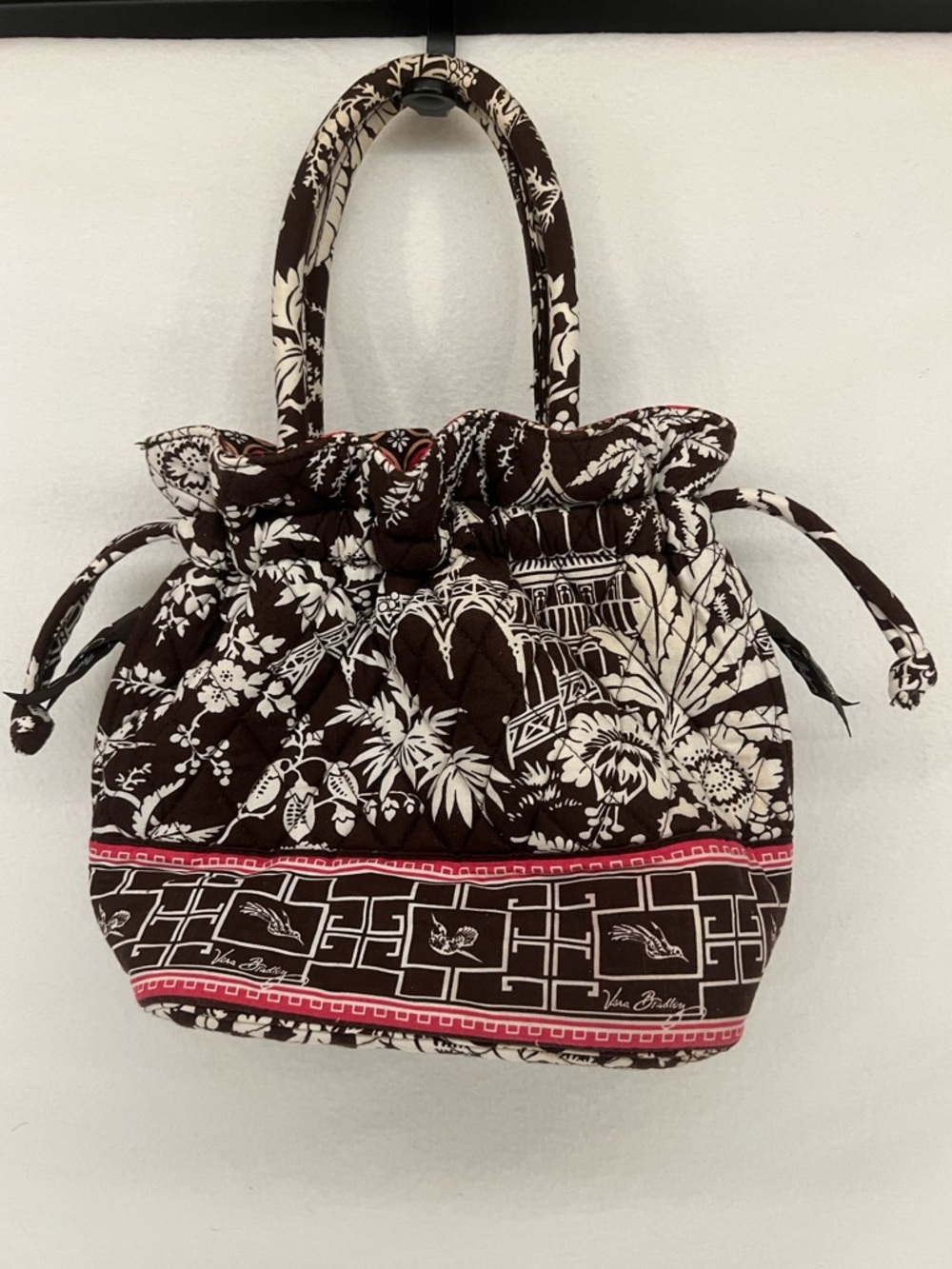 Vera Bradley Retired Imperial Toile Quilted Drawstring Bucket Bag Purse